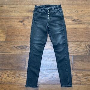 Joe’s Jeans Sweetzer high-rise button fly skinny ankle jeans, black, size 26